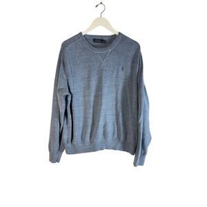Polo Ralph Lauren Mens Heather Blue Crewneck Sweatshirt Polo Ralph Logo Size XXL